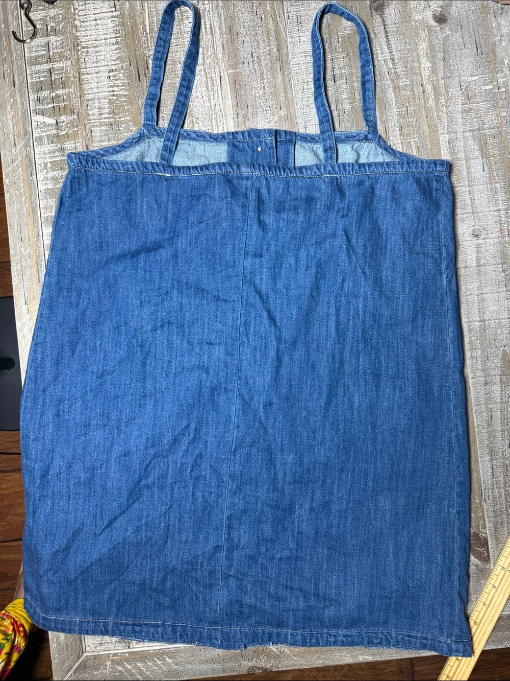 J. Crew Claudia Sleeveless Button Front Denim Mini Shift Dress Medium Indigo XL